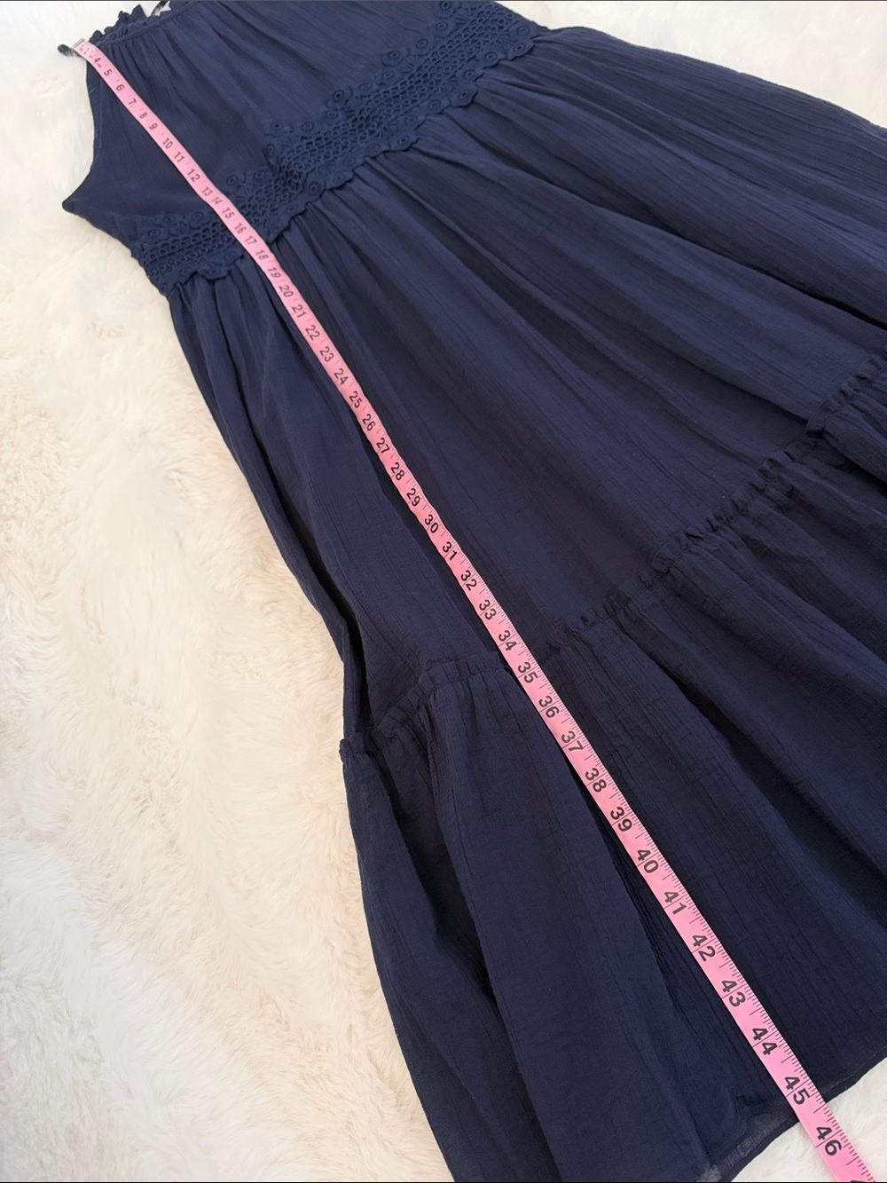 Eliza J Navy Blue Cotton Gauze Fit & Flare Strappy Sun Dress - Picture 12 of 13